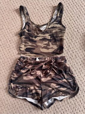 Women's Camo Tank & Short Sleep Set - Olive Camo